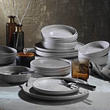 Service de table 24 pièces gris/porcelaine