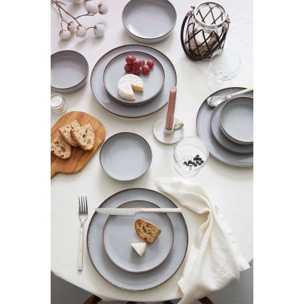 Service de table 24 pièces gris/porcelaine