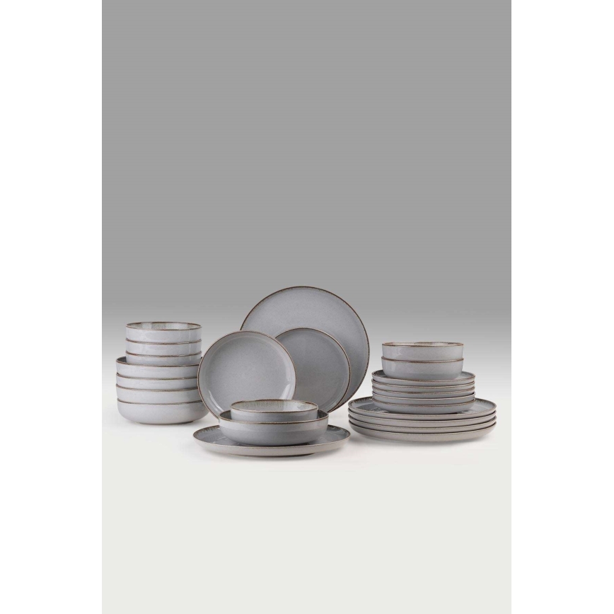 Service de table 24 pièces gris/porcelaine