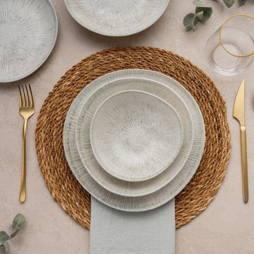 Service de table 24 pièces gris/porcelaine