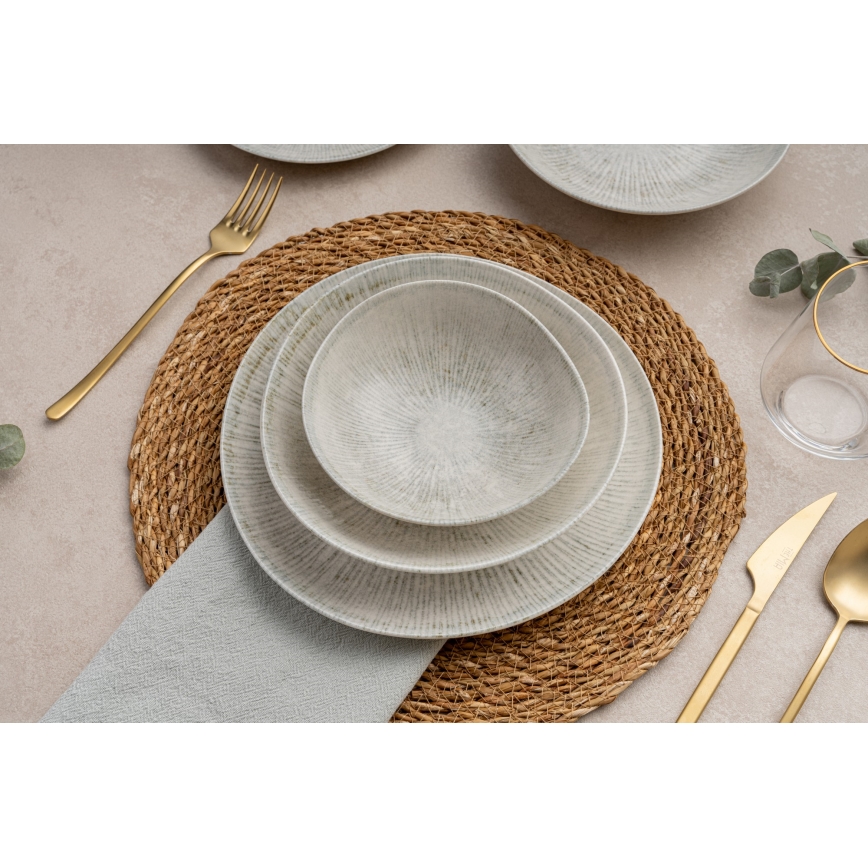 Service de table 24 pièces gris/porcelaine