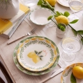 Service de table 24 pièces jaune/blanc/vert/porcelaine