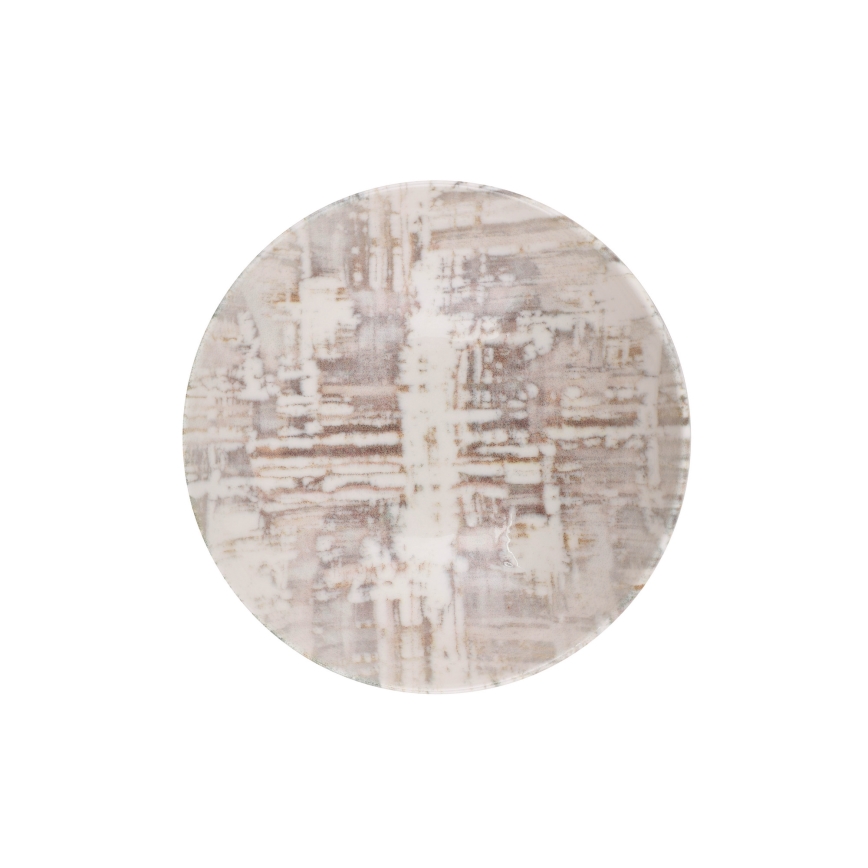 Service de table 24 pièces, marron/blanc, en porcelaine