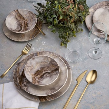 Service de table 24 pièces marron/céramique