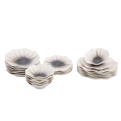 Service de table 24 pièces marron/porcelaine