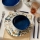 Service de table 24 pièces multicolore/bleu/porcelaine