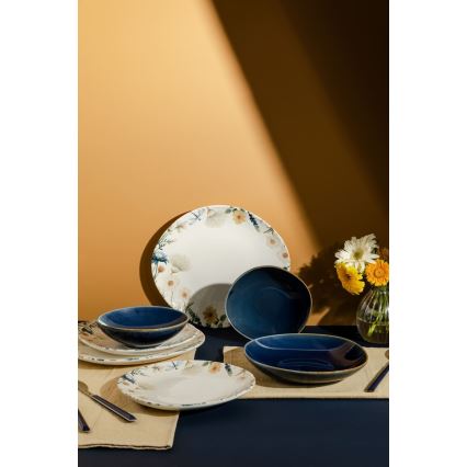 Service de table 24 pièces multicolore/bleu/porcelaine