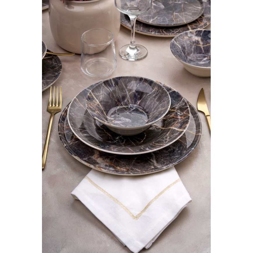 Service de table 24 pièces multicolore en céramique
