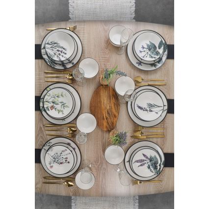 Service de table 24 pièces, multicolore, en grès