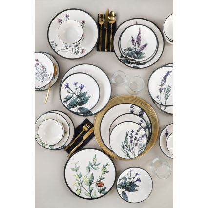 Service de table 24 pièces, multicolore, en grès