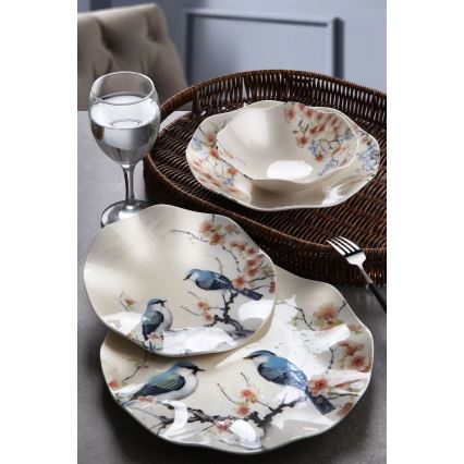 Service de table 24 pièces multicolore en porcelaine