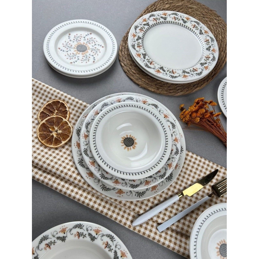 Service de table 24 pièces multicolore en porcelaine