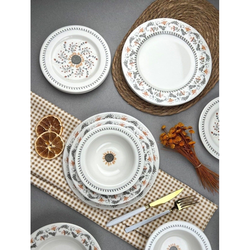 Service de table 24 pièces multicolore en porcelaine