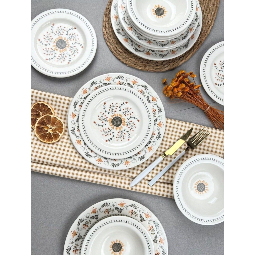 Service de table 24 pièces multicolore en porcelaine