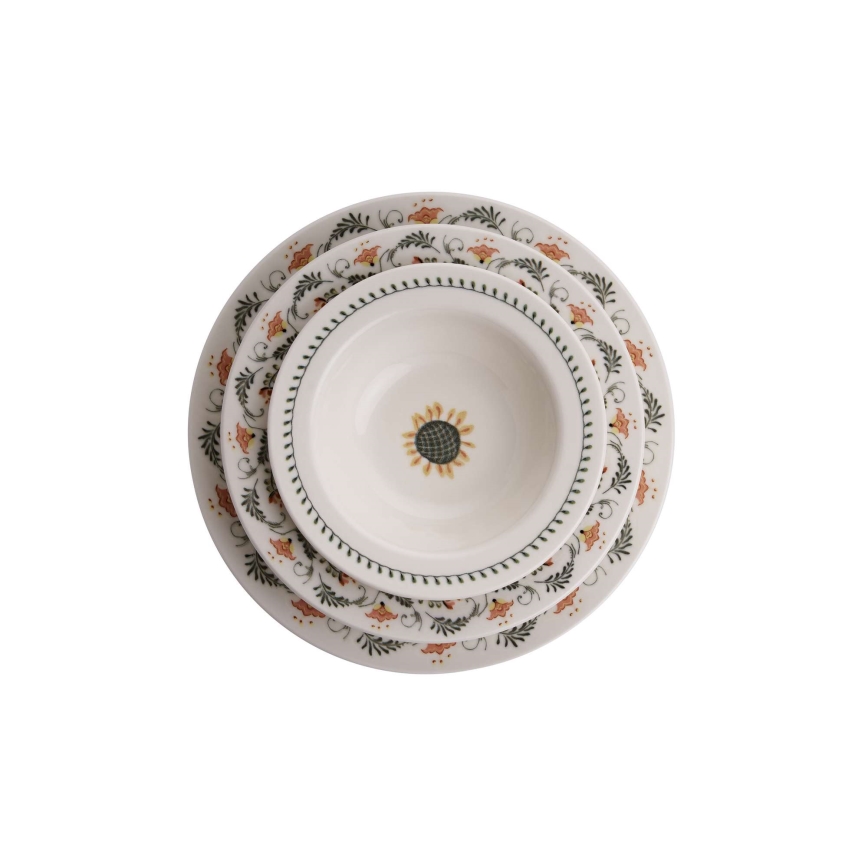 Service de table 24 pièces multicolore en porcelaine