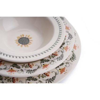 Service de table 24 pièces multicolore en porcelaine