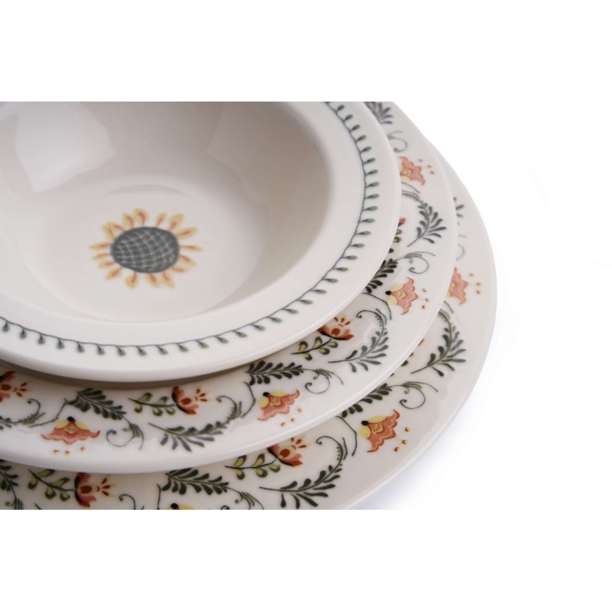 Service de table 24 pièces multicolore en porcelaine