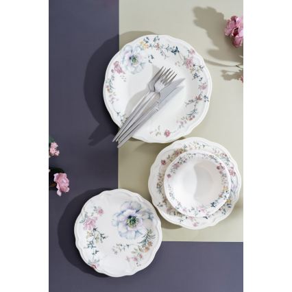 Service de table 24 pièces multicolore en porcelaine
