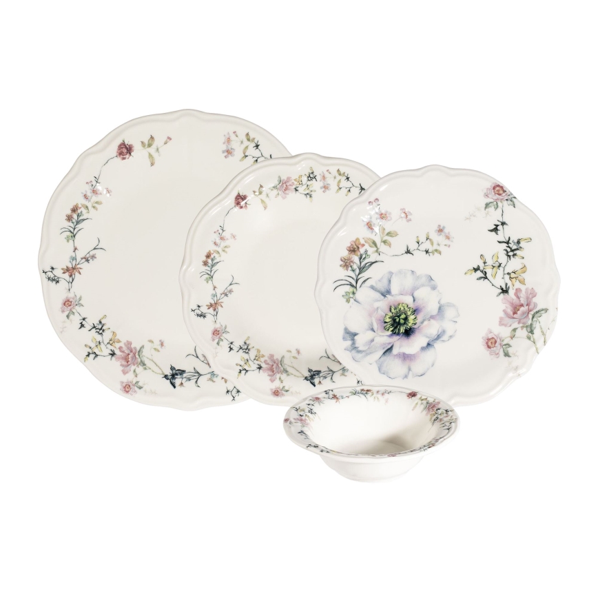 Service de table 24 pièces multicolore en porcelaine