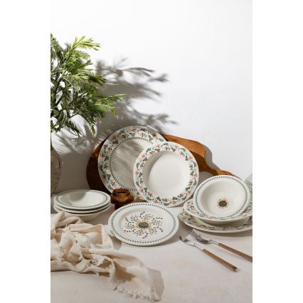 Service de table 24 pièces multicolore en porcelaine