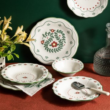 Service de table 24 pièces multicolore en porcelaine