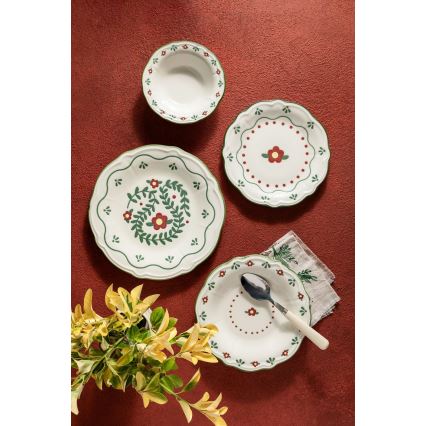 Service de table 24 pièces multicolore en porcelaine