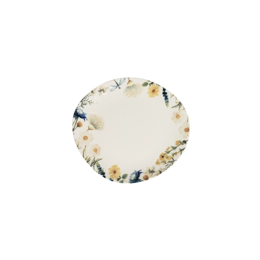 Service de table 24 pièces, multicolore/marron, en porcelaine