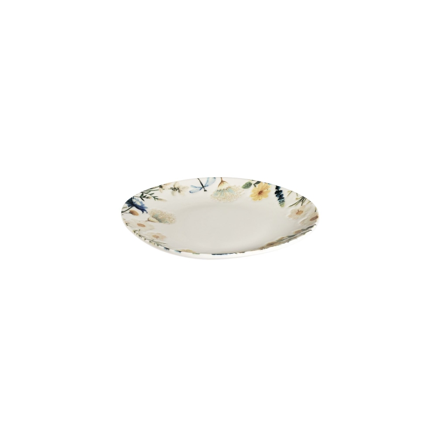 Service de table 24 pièces, multicolore/marron, en porcelaine