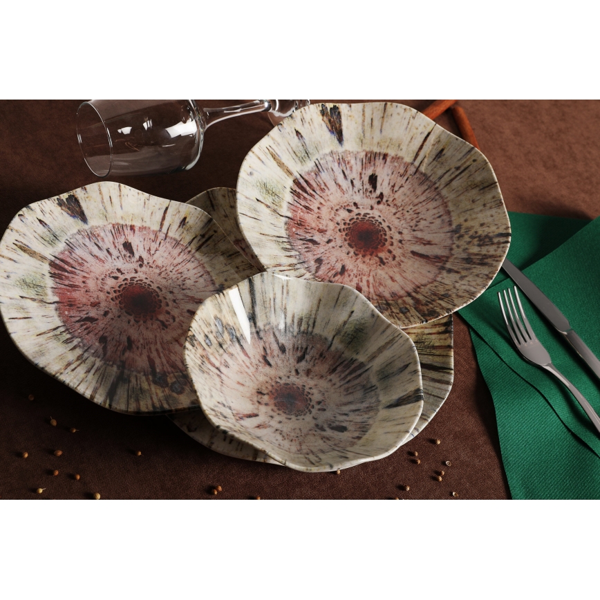 Service de table 24 pièces multicolore/porcelaine