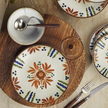 Service de table 24 pièces multicolore/porcelaine
