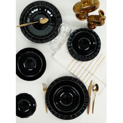Service de table 24 pièces noir en grès