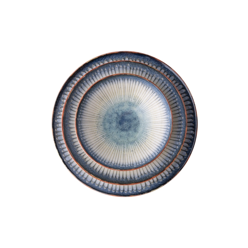 Service de table 24 pièces, porcelaine bleue