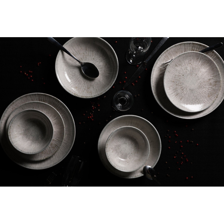 Service de table 24 pièces - porcelaine grise