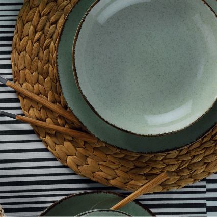 Service de table 24 pièces vert/porcelaine