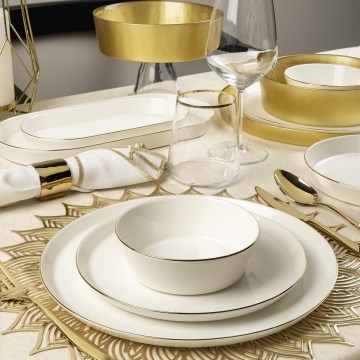 Service de table 26 pièces blanc/or/porcelaine