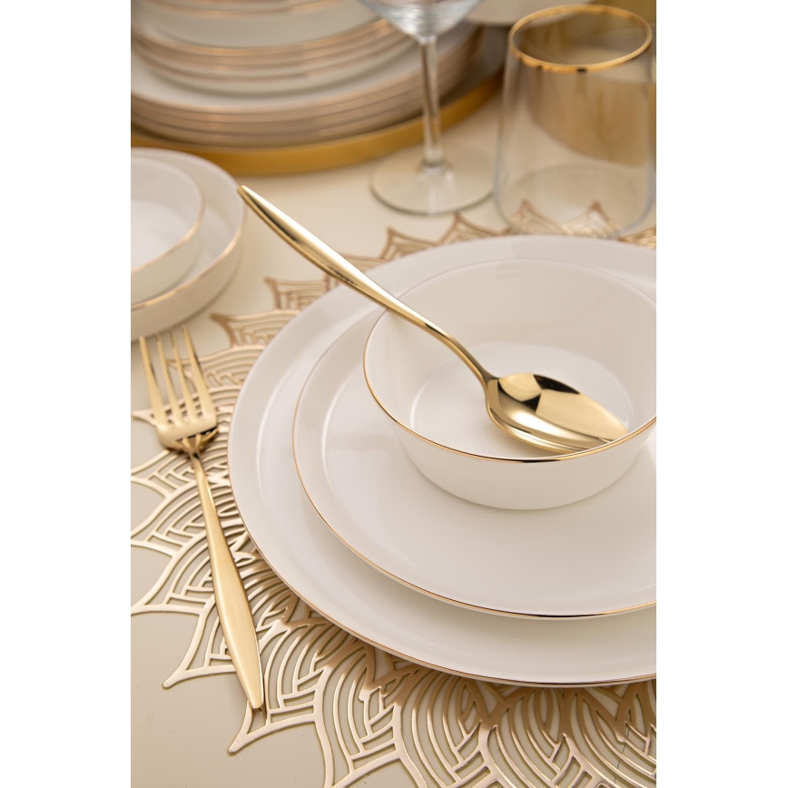 Service de table 26 pièces blanc/or/porcelaine