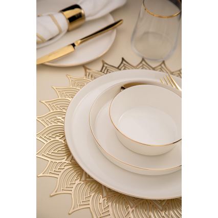 Service de table 26 pièces blanc/or/porcelaine