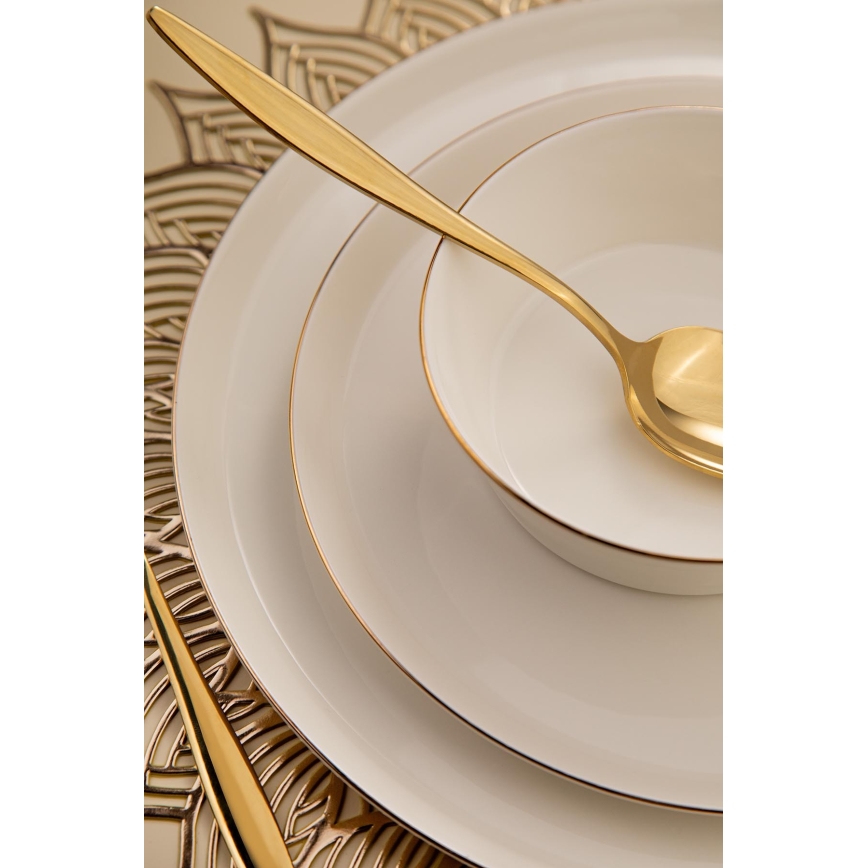 Service de table 26 pièces blanc/or/porcelaine