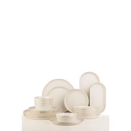 Service de table 26 pièces blanc/or/porcelaine