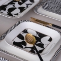 Service de table 26 pièces en porcelaine, blanc/noir