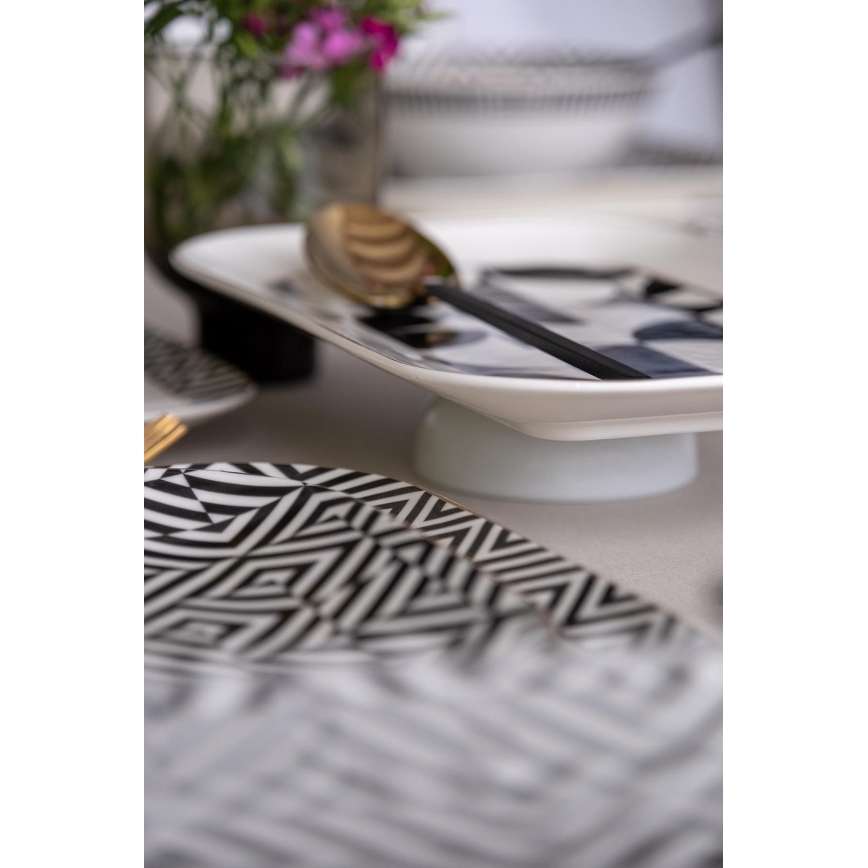 Service de table 26 pièces en porcelaine, blanc/noir