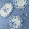 Service de table 26 pièces, porcelaine blanche et bleue