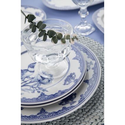 Service de table 26 pièces, porcelaine blanche et bleue