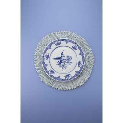 Service de table 26 pièces, porcelaine blanche et bleue