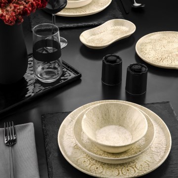 Service de table 27 pièces beige/porcelaine