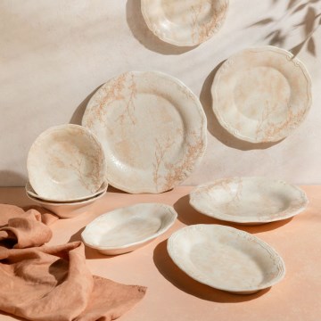 Service de table 27 pièces beige/porcelaine