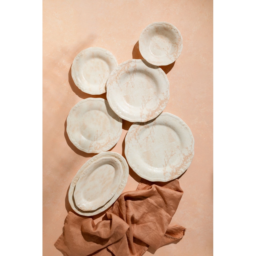 Service de table 27 pièces beige/porcelaine