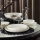 Service de table 27 pièces blanc/argenté/porcelaine