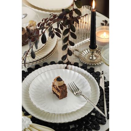 Service de table 27 pièces blanc/argenté/porcelaine