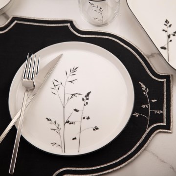 Service de table 27 pièces, blanc/noir, porcelaine